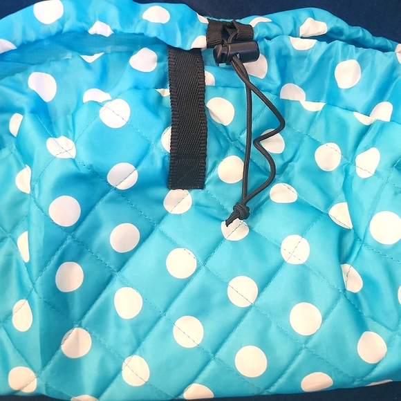 Light Blue and White Polka Dot Lay/N/Go Cosmetics Bag - Picture 10 of 10